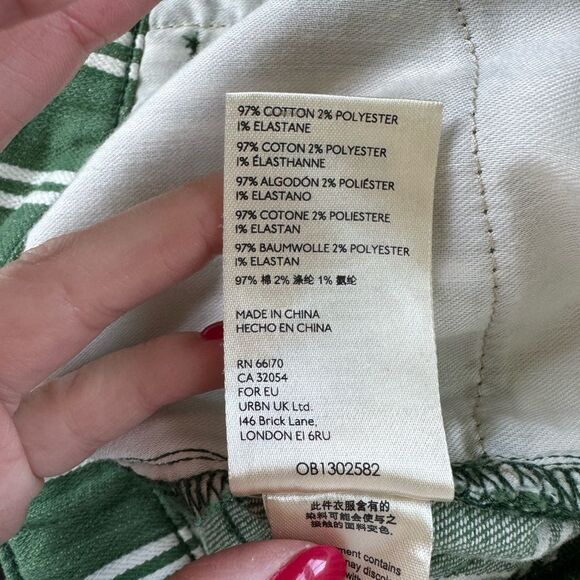 NWT Anthropologie Pilcro Green Striped High Rise Denim Raw Hem Short Women Sz 25 - Picture 9 of 16